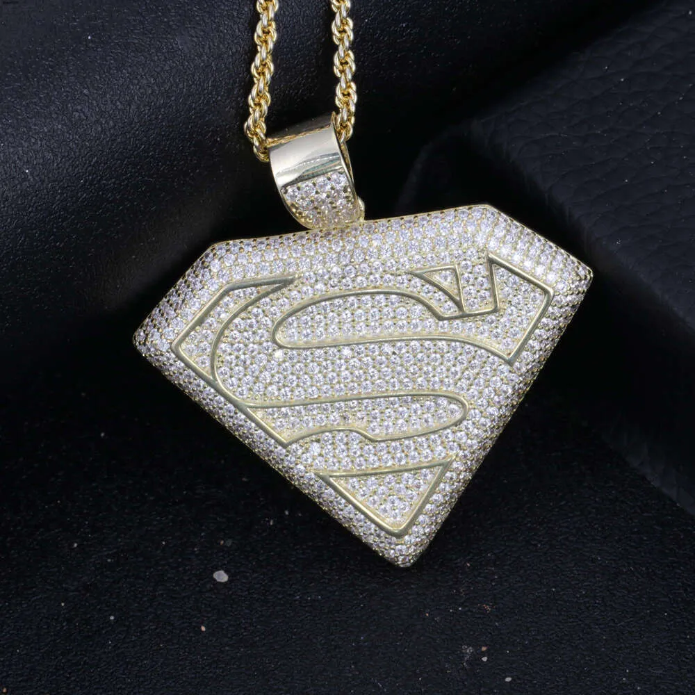 Icepto completo de zirconia diamante pingente encantos do hip hop Superman 5a Jóias de moda de pingente CZ CZ