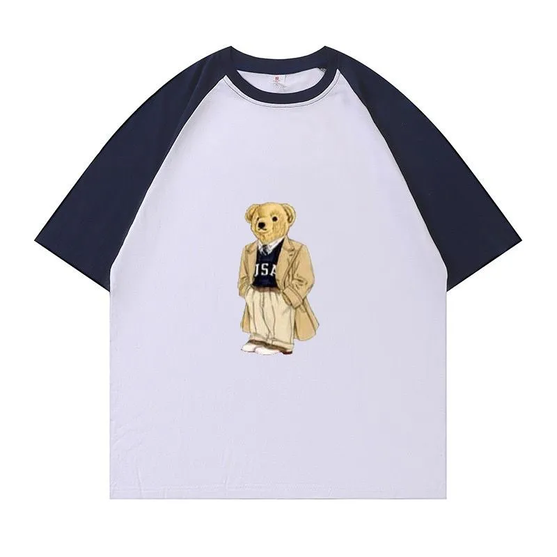 T-shirt de mangas curtas de algodão puro do designer, as estampas de animais são cheias de camisa polo divertida e de tamanho grande é respirável e legal, novo favorito para roupas de verão!