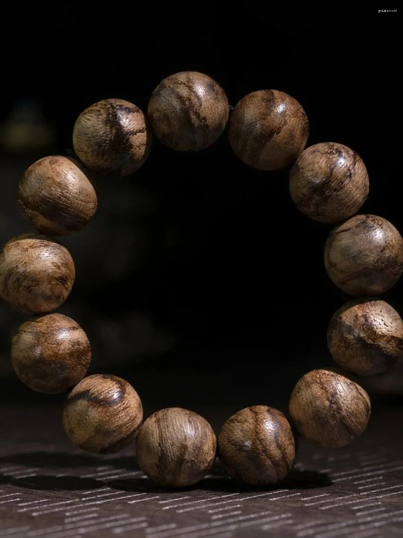 Strand Naturalny Kalimantan Agarwood Bransoletka Old Materials Eaglewood Buddha Beads Women Men 18 mm