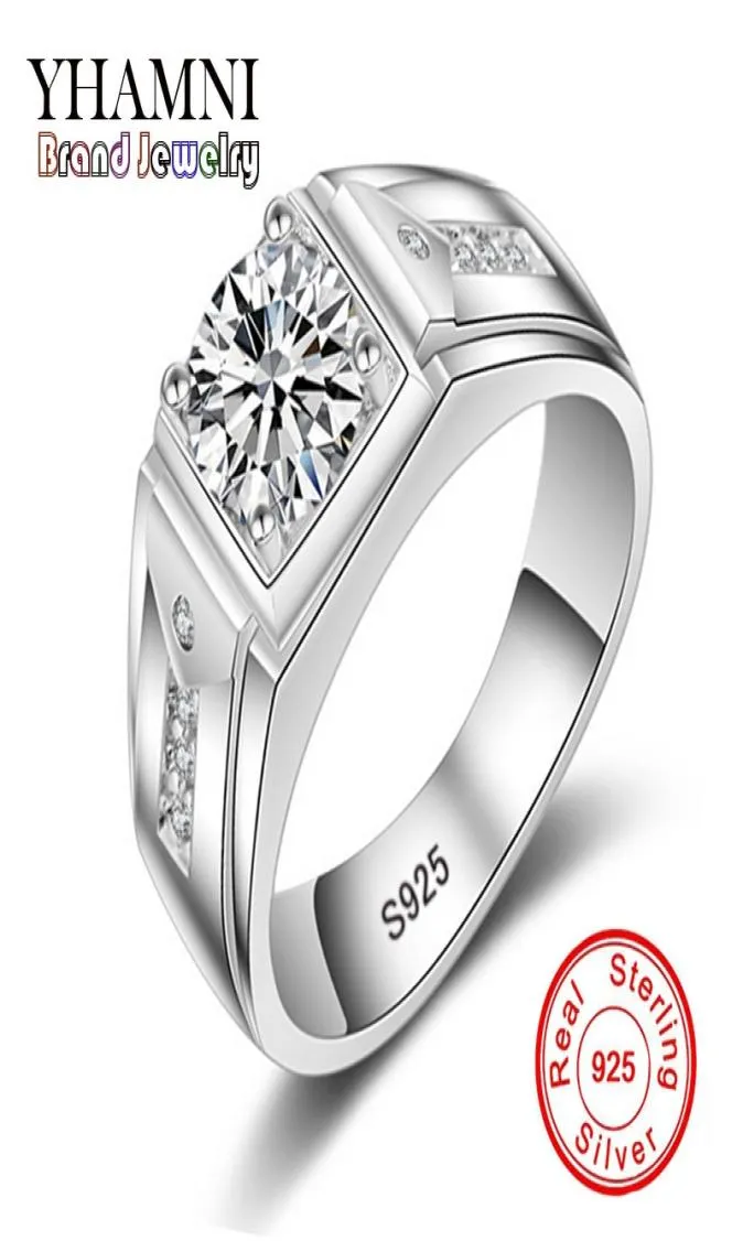 Yhamni Fashion Real 925 Sterling Silver Wedding Rings for Women Men 1 CT Diamond Engagement Ring Jewelry MJZ0093726256