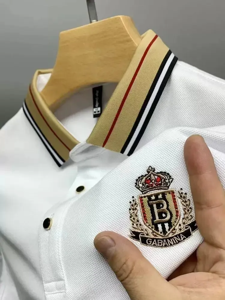 Marca de alta gama Camiseta de manga larga para hombre solapa de primavera y bordado de la moda otoñal Paul Polos de negocios casual para hombres 240410