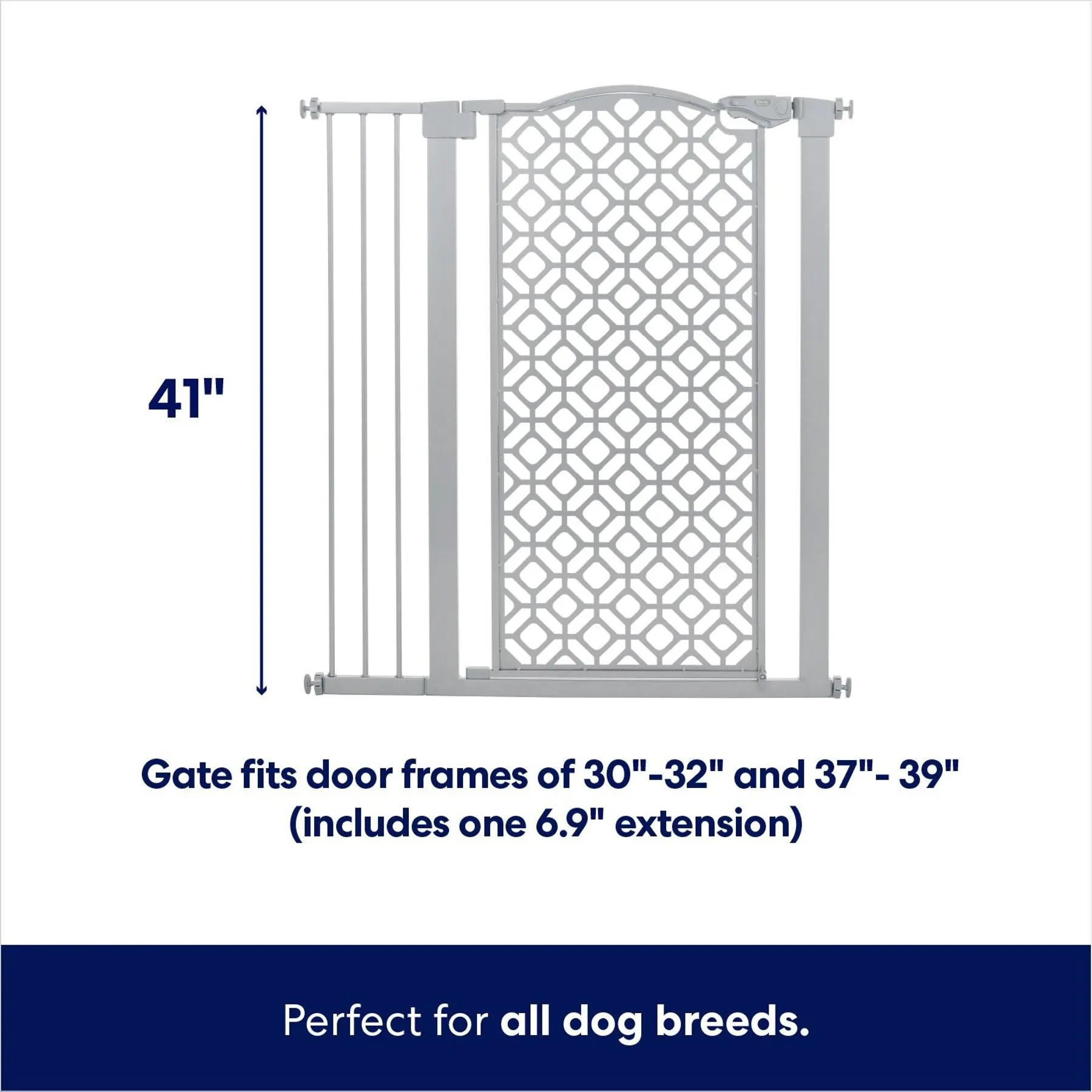 New World Pressure Mounted Steel Dog Gate - 39"H X 29.5-38"W Light Gray Pet Gate - View #11