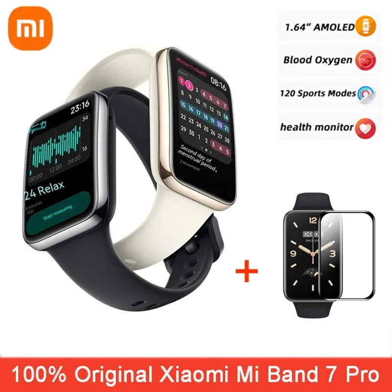 リストバンドグローバルバージョン新しいXiaomi Mi Band 7 Pro with GPSスマートブレスレットスクリーンブラッド酸素フィットネストレーカー防水送料無料