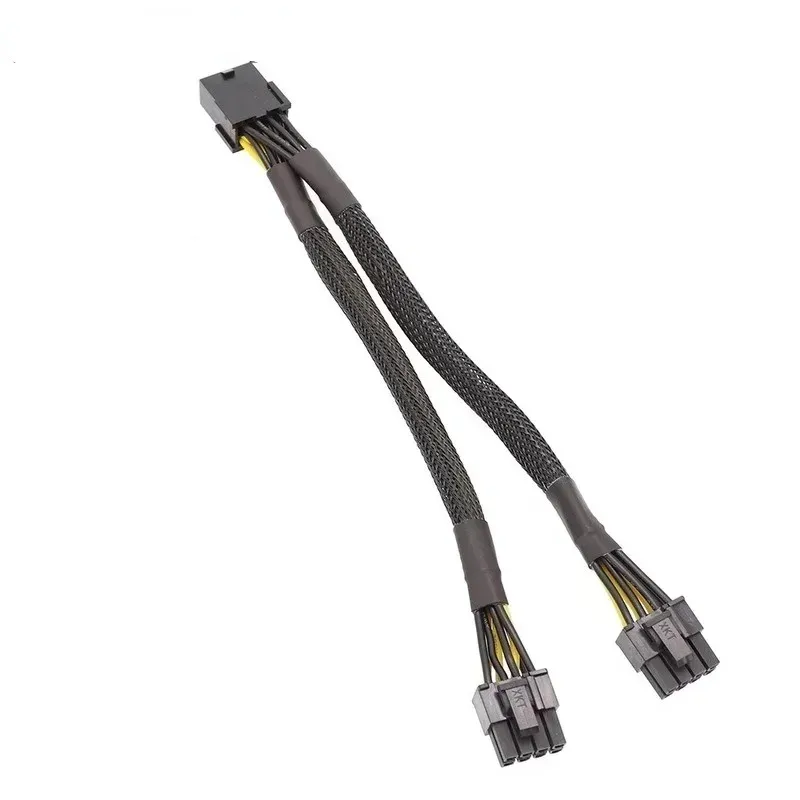 2024 25cm Braided Y-Splitter GPU Adapter Cable PCIe 8 Pin Female To Dual 2X8 Pin6+2 Male PCI Express Power Adapter Extension Cablefor PCIe Power Adapter Extension