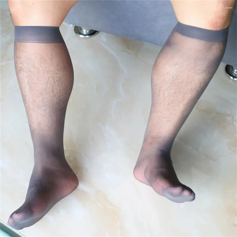 Chaussettes pour hommes hommes ultra mince voir à travers des bas de perspective renforcée