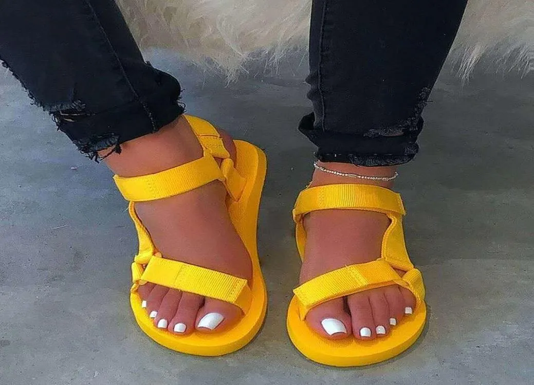 Dames sandalen 2020 zomerschoenen dames platform sandalen haak lus strand sandaal voor vrouw flat met grote size 35-43 T2005298106692