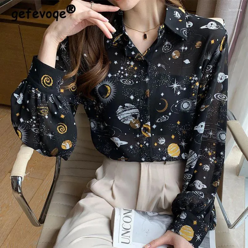 Damesblouses dames kleding lente herfst trendy print harajuku y2k shirt sexy pure pure pure chiffon blouse casual losse tops chic