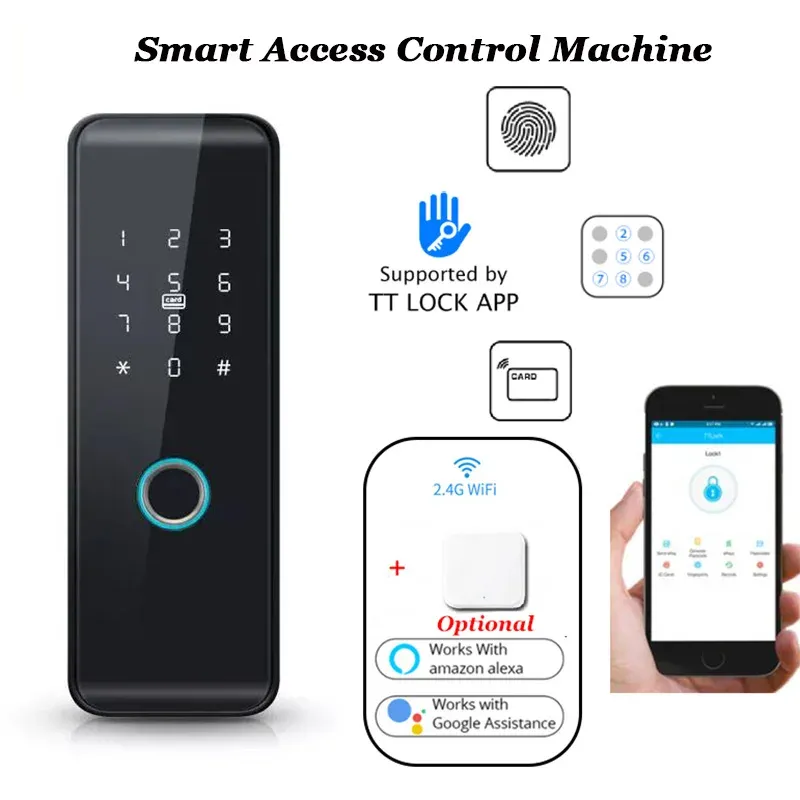 Kontroll 12V TTLOCK SMART ACCESS CONTROL MASKIN FINGERPRINT Lösenordskort Lås upp användningen med EXIT SWITCH Electric Lock Bluetooth Open Door