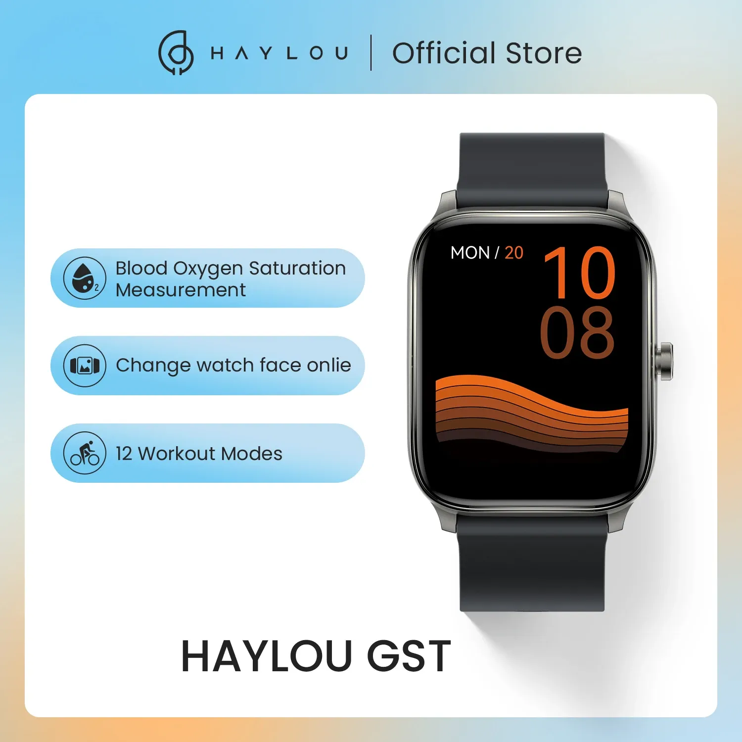 Bekijkt Haylou GST Smart Watch Men Women kijken Blood Oxygen Heart Rate Sleep Monitor 12 Sportmodellen Custom Watch Face Global Version