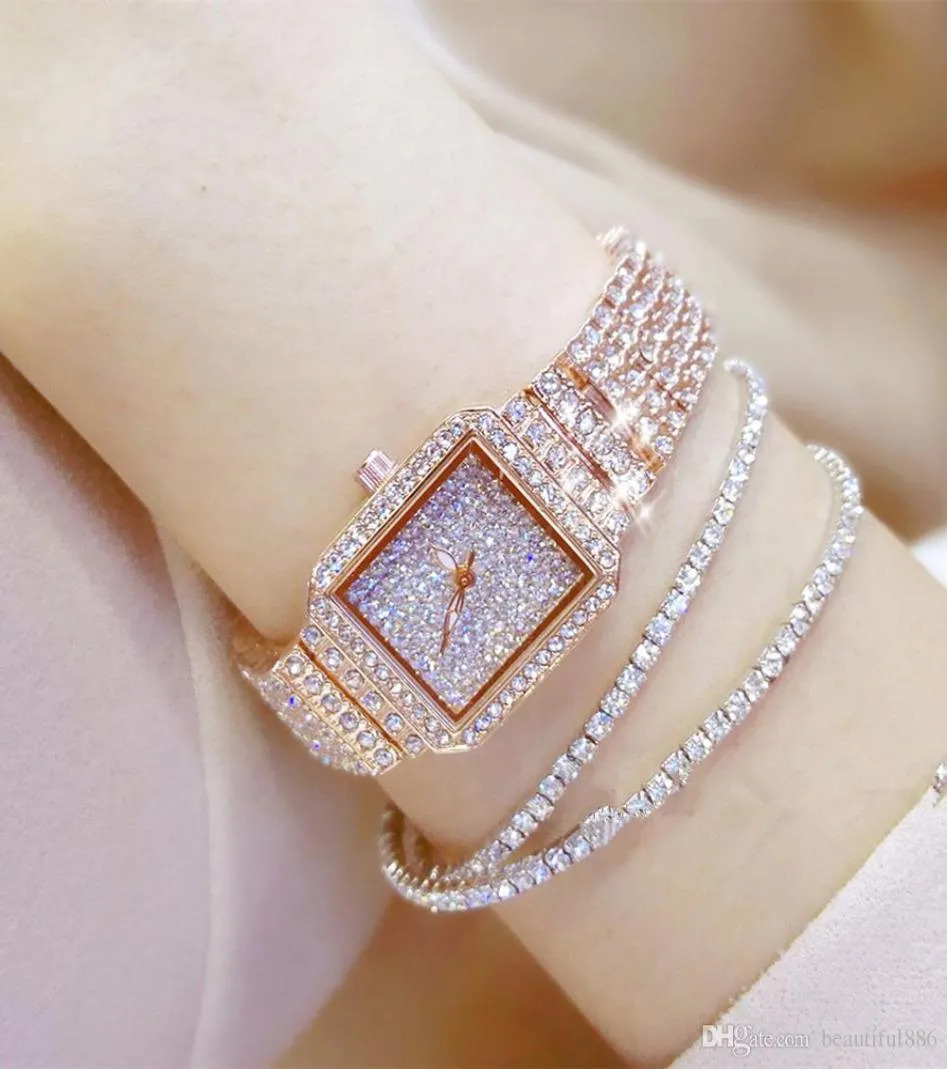 Nya kvinnor tittar på Rhinestone Watches Lady Diamond Stone Dress Watch Rostfritt stål armband armbandsur Ladies Crystal Watch4676756