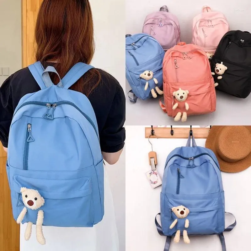 Borse per la scuola Multifunzionale Middle-Capacity Middle School College Girl Backpack Cute Bear Teen Laptop Borse Primary Book