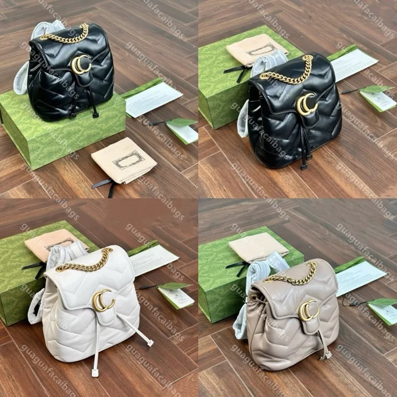 10A Top Quality marmont mini womens one shoulder crossbody bag grain leather chain bag Flower flip bag Puff Backpack Compact and versatile clutch tote satchel wallet