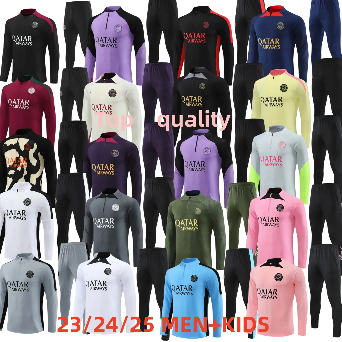 2024 2025 PSGES Tracksuit Männer Fußballtraining Anzug 23 24 25 Tuta MAILLOT PPSG Tracksuit Jacke Paris Mbappe Männer und Kinder Kit Fußball Jogging Survetement Chandal Chandal