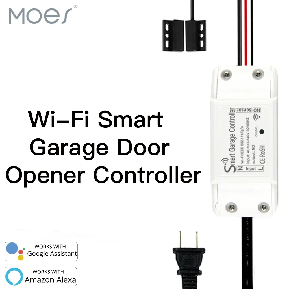 Control Wifi Smart Garage Door Smart Life App Remote Control Open Close Monitor Compatible with Alexa Echo Google Home No Hub Require