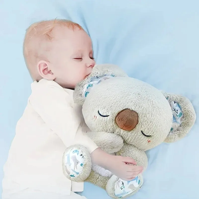 Oddychanie niedźwiedź dziecko kojące koala pluszowa lalka zabawka dla dzieci muzyka śpiąca towarzysz i lekki prezent 240420