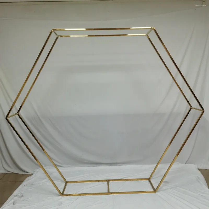 Панель декоративной панели из нержавеющей стали Hollow Out Hexagon Gloss Gold Wedding Fanrop AB0293