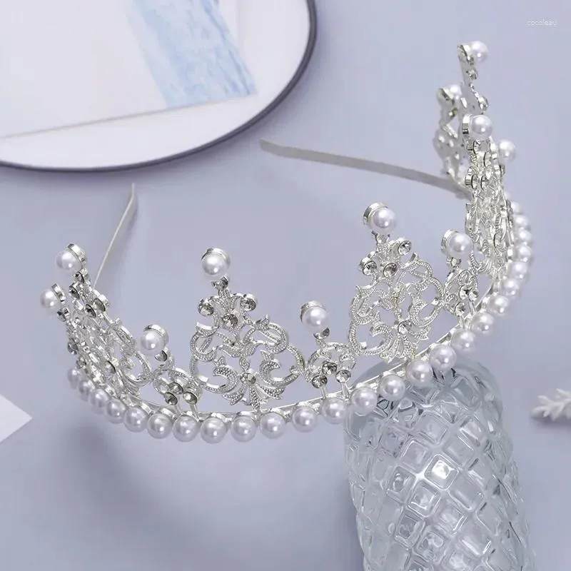 Coix de cheveux Yy Perle Tiaras and Crowns Luxury Princess Pageant Engagement Accessoires de mariage pour les bijoux de mariée Shine Crystal Crown