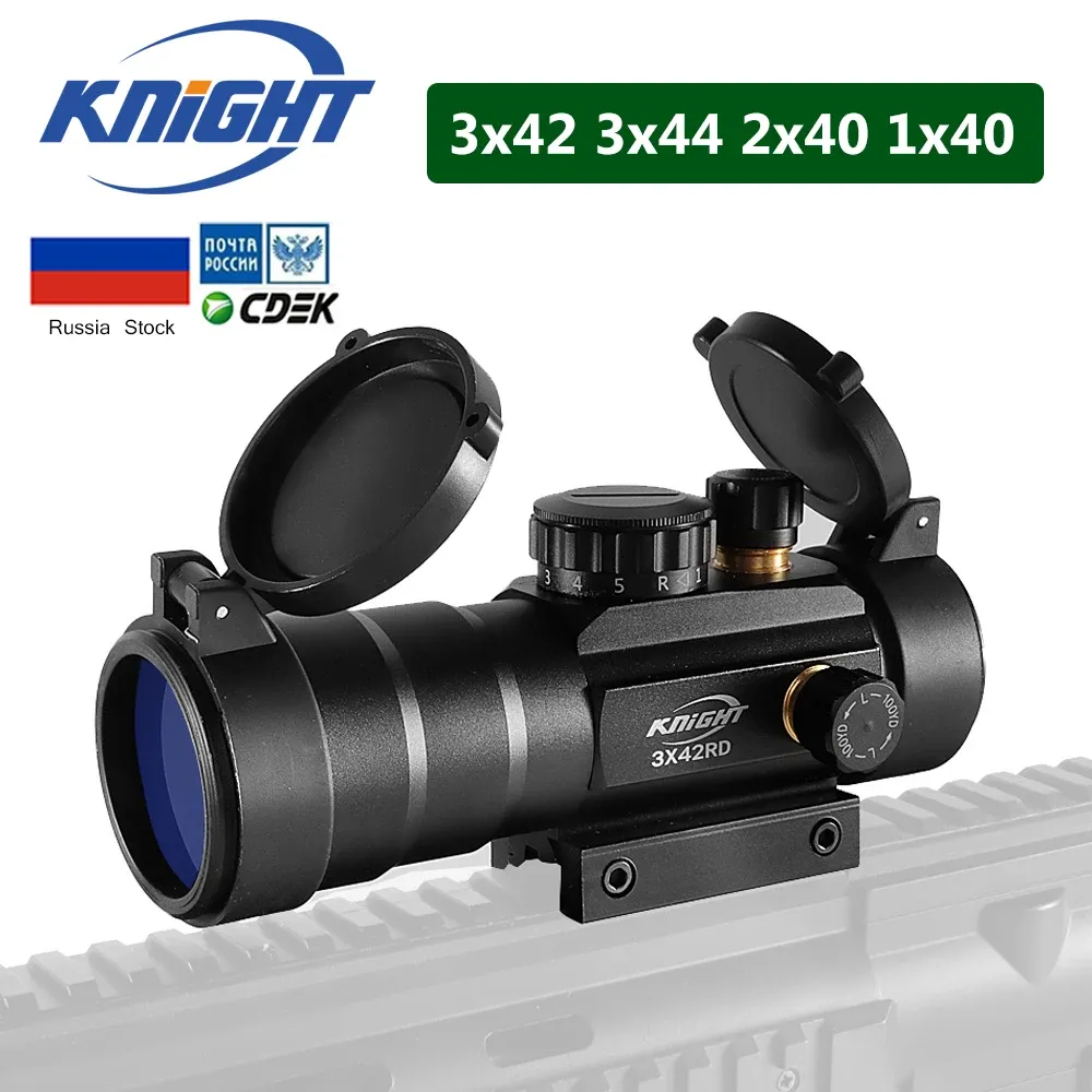 Escopos 1x40 Escopo de rifle óptica 3x42 Visão de ponto verde vermelho iluminado caçador de caça 2x40 de caça com trilho de tecelão de 11/20mm