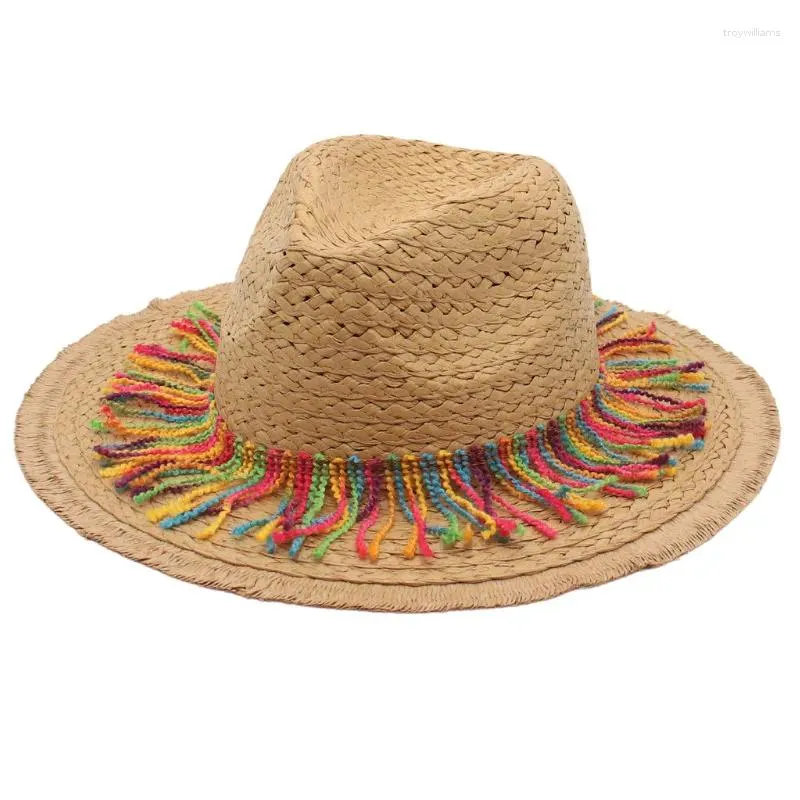 Berretti da donna uomini colorati Accessori Accessori Paglie Cappello Panama Cappelli da sole estate Cap Beach Travel Travel Dance Show Dance Big Brim