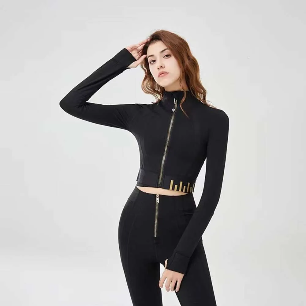 Lu Yoga Clothes Designer Women Top Quality Luxury Fashion Shirts Collection Womens Sports Jacket Short Exposed Navel Double sided Brushed Fitness