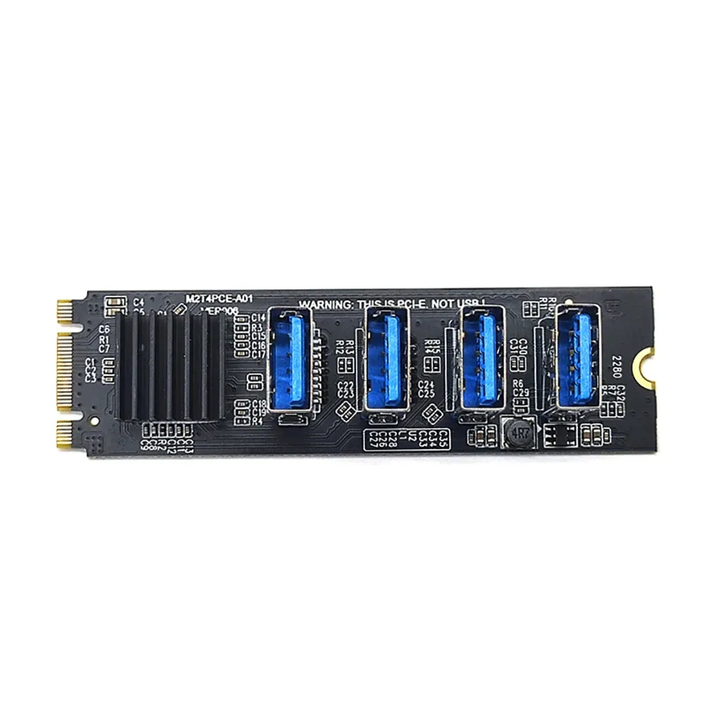 Kaarten M.2 Riser -kaart M2 voor NVME naar PCIE PCI Express X16 1 tot 4 USB 3.0 Slot Multiplier Hub Adapter Graphics Expansion Card