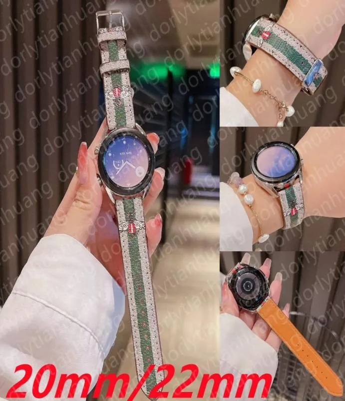 20mm 22mm Band för Samsung Galaxy Watch 4 3 Classic 5 Pro Active 2Gear S3 Wristband Läder Designer Bee Snake Huawei Watch GT 2 4928568