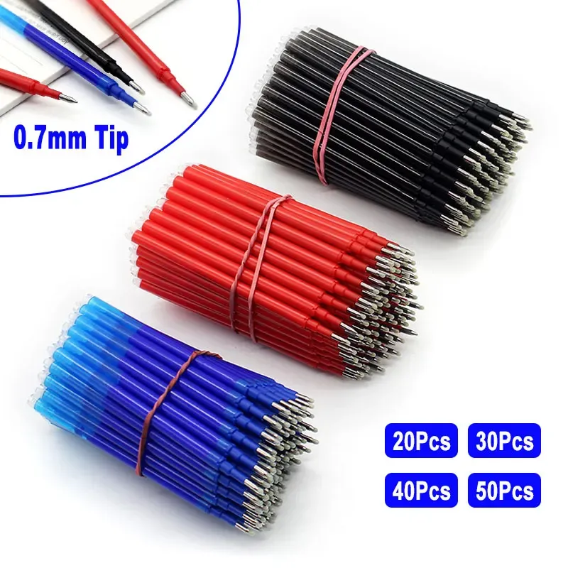 Stylos 20/30/40/50pcs Set Effilable Gel Pen Refill 0,7 mm Couleur d'encre Remplacement de la tige de bureau