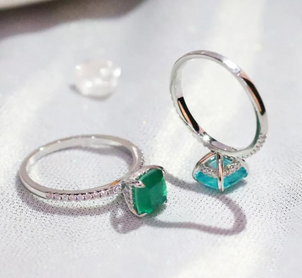 Liebhaber Emerald Versprechen Ring 925 Sterling Silber Engagement Ehering -Ringe für Frauen Männer Charme feiner Schmuck 5839410