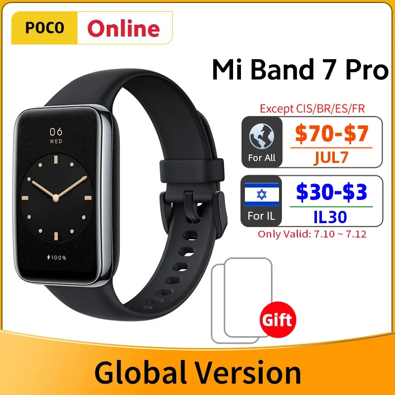 Watches Global الإصدار Xiaomi Mi Band 7 Pro GPS Smart Bracelet Screen Screen Oxygen Fiess Traker Smartband Pk Band 6