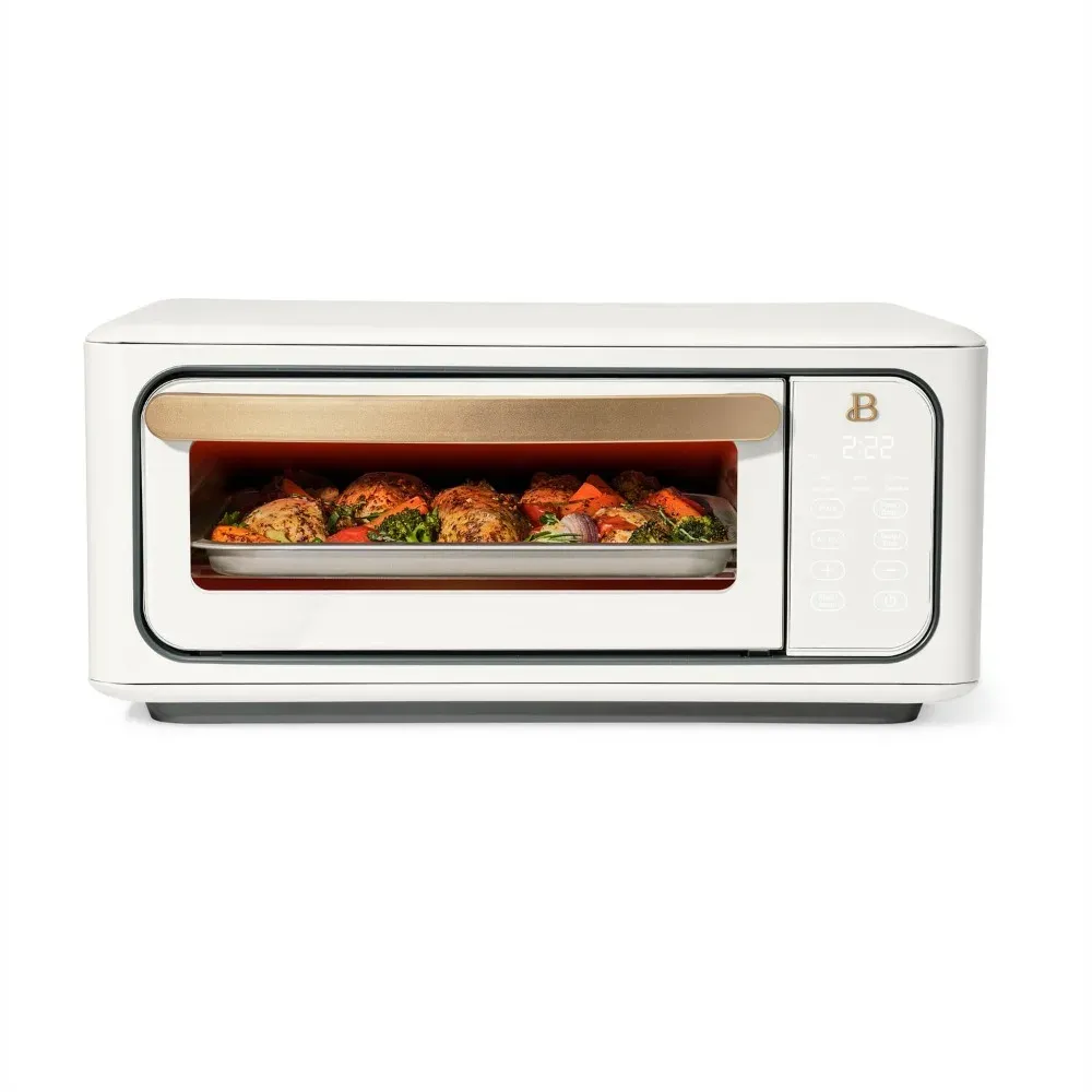 Fryers Bellissimo forno tostapane a infrarossi Air Fry, 9slice, 1800 W, glassa bianca di Drew Barrymore