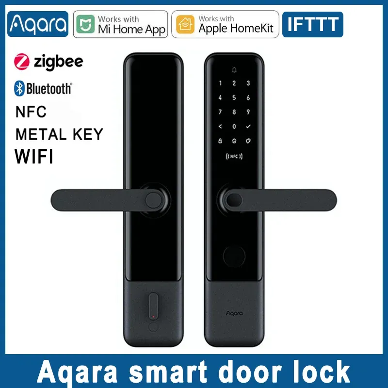 Kontroll AQARA SMART DOOR LOCK N100 N200 Fingeravtryck Bluetooth Lösenord NFC Key Totalt 7 Lås upp sätt Arbeta med MI eller Apple HomeKit Home