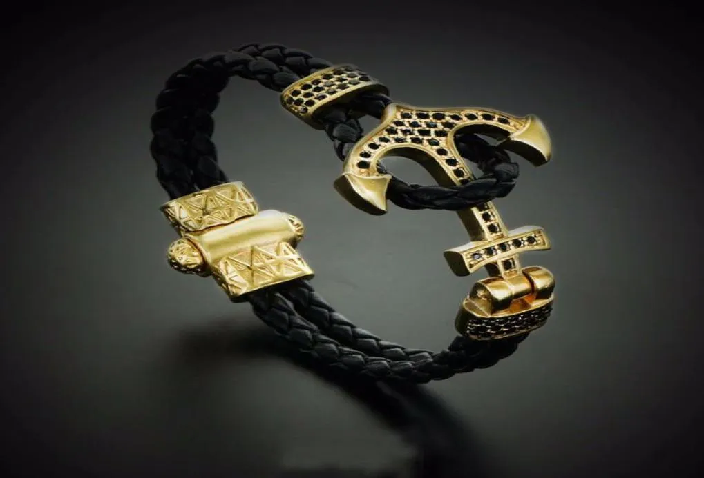 BC Atolyestone Emperor Bead Bracelet Gold Bracelets Anchor Leather Cuff Bracelets Bangles Men Women Mujer Pulseras5298102