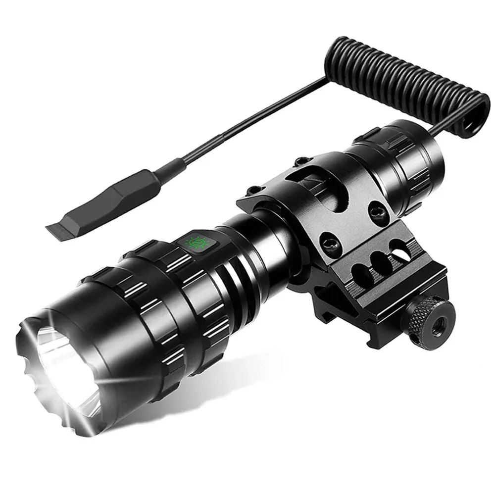 Scopes Tactical Flashlight 1600 Lumens Usb Rechargeable Torch Waterproof Hunting Light with Clip Hunting Shooting Gun Accessories