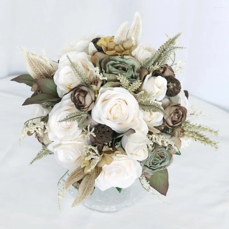 Flores decorativas Bouquet nupcial impresionante - Elegante para la ceremonia de boda Suministros fáciles de limpiar decoración de bajo mantenimiento