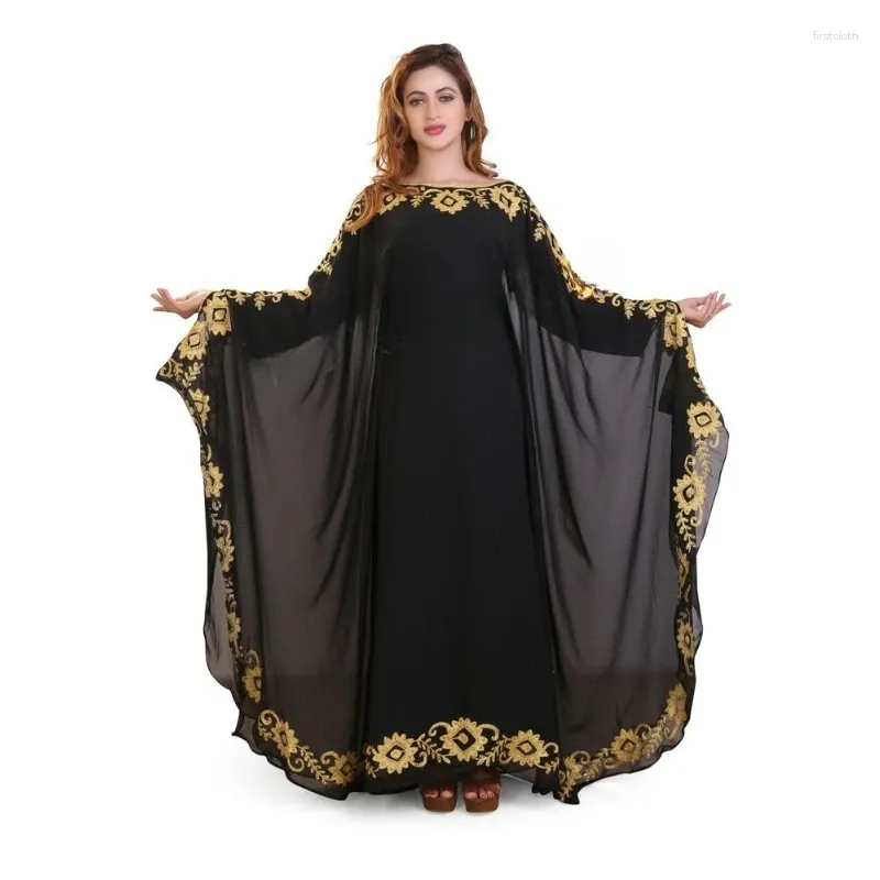 Ropa étnica Moroccan Black Dubai Dubai Long vestido de vestir es una tendencia de moda muy elegante