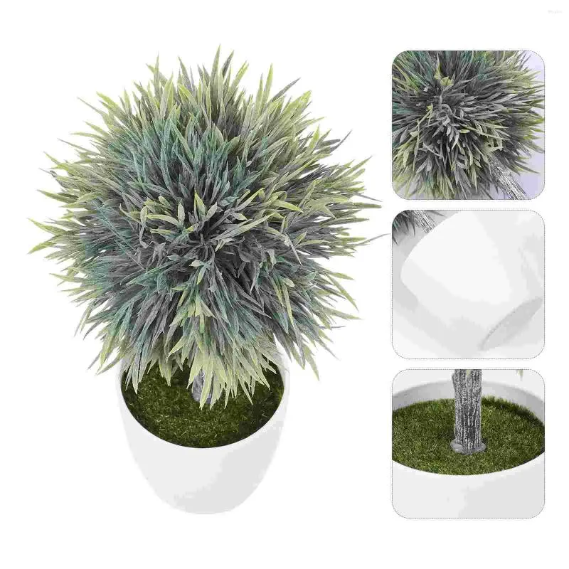 Fleurs décoratives mini artificiel sphérique en pot plant de bureau plantes en plastique réaliste faux vert