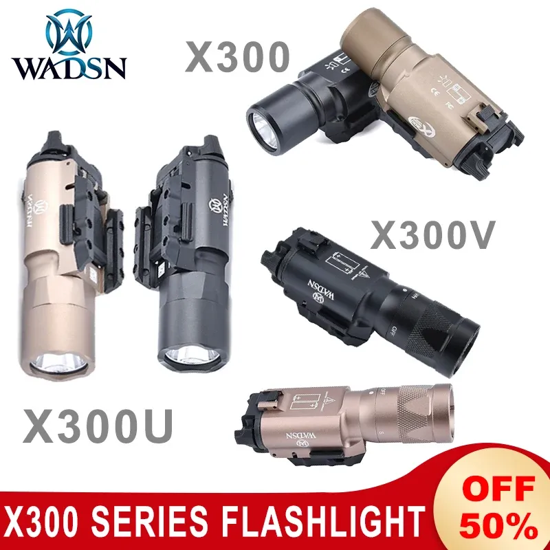 Scopes wadsn metaal x300u ultra x300 zaklamp x300V stroboscoop pistool pistool licht gloc17 airsoft jachtwapenlight fit 20m mm picatinny rail