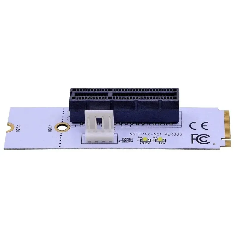 2024 m2 do karty pionowej PCI -E 4x ze wskaźnikiem napięcia LED dla PCI Express 1x do 16x adapter - M2 Klucz M do roztworu transferu PCIE X4 z LED