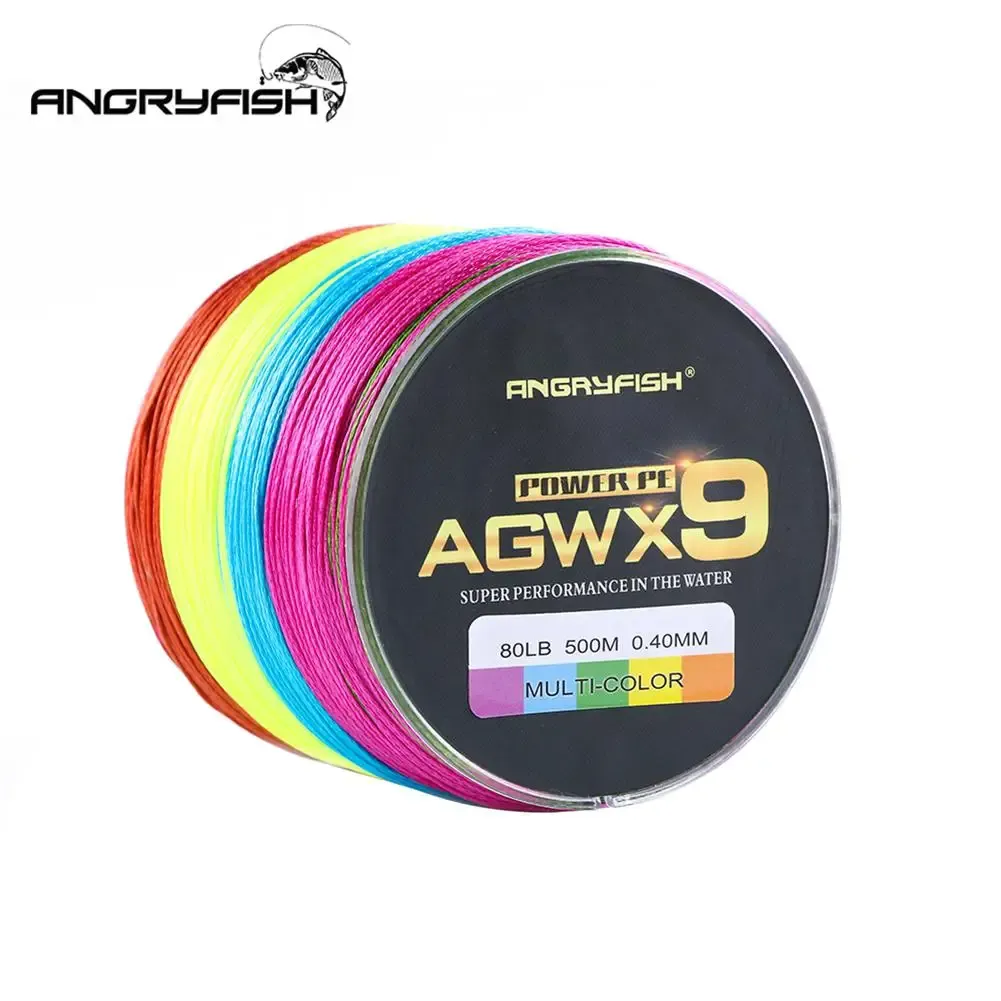 Accesorios Diominato Angryfish Diominato Multicolor X9 PE Línea 9 Strands Tejes trenzados 500m/547yds Línea de pesca Super Fuerte 15LB100LB