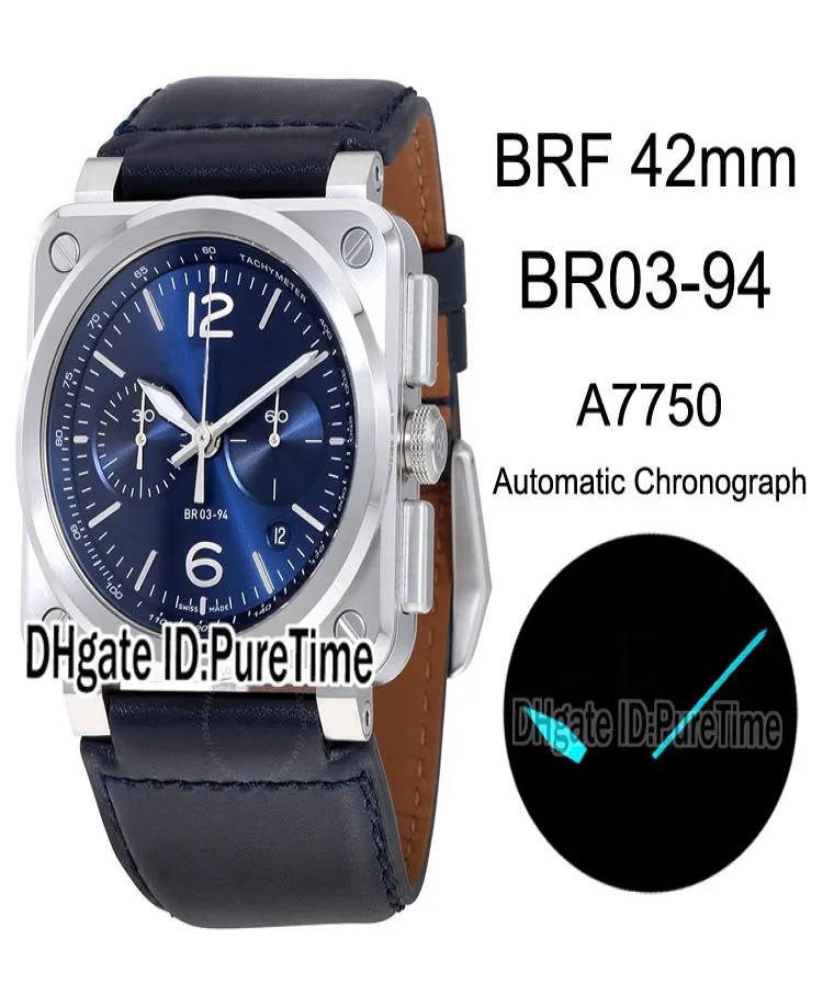 BRF Aviation Type BR 0394BLUSTSCA ETA A7750 Automatic Chronograph Mens Watch Steel Case Blue Dial Blue Leather Edition Pu2620467