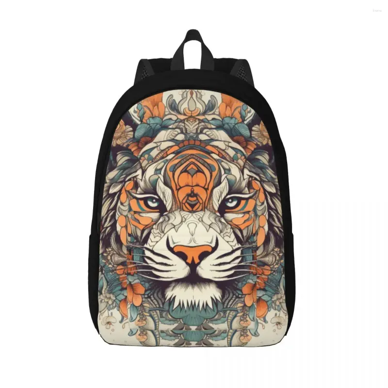 Sac à dos Tiger Canvas sac à dos Mandala Animal Aesthetic Sac élémentaire Sacs souples