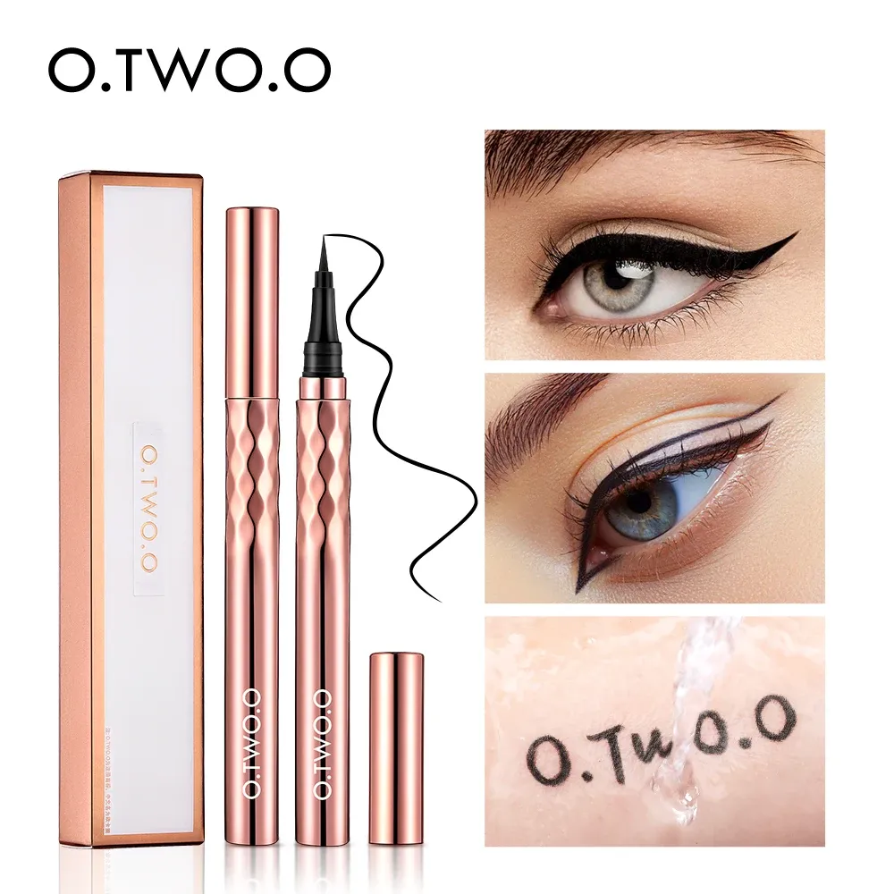 Eyeliner o.two.o eyeliner blyerts flytande ögonfoder vattentät smet bevis snabb torkning 12 timmar slitage ultra fin svart eyeliner för pilar