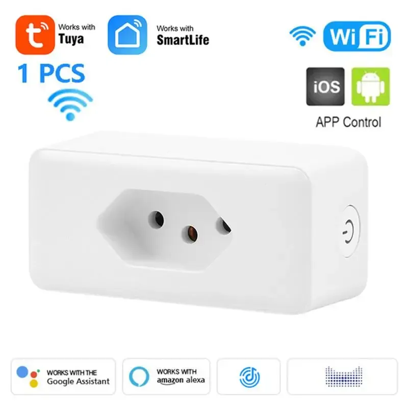 Wtyczki RSH Brazylia Wi -Fi inteligentna wtyczka 16a Tuya gniazdo gniazdka Monitorowanie energii AC100240V bezprzewodowy pilot z Alexa Google Home