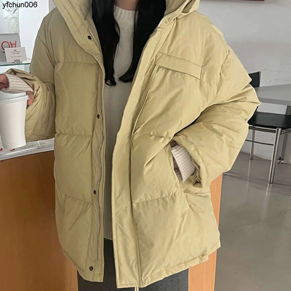 Liuke Medium Length Hooded Down Jacket for Womens 버전 New 90 White Duck Loose Casual Bread Trendy 65093 {Category} Pazd