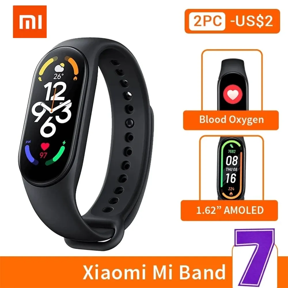 Bracelets Xiaomi Mi Band 7 6 Bracelet intelligent 6 Color Amoled Screen Miband 7 Blood Oxygen Fitness Traker Bluetooth Imperproof Smart Band