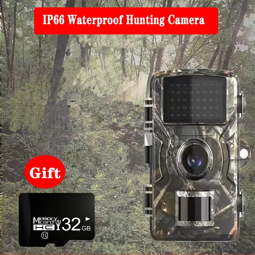 Caméras 16MP 1080p Caméra de piste de chasse en plein air Appareil photo de dépistage de la faune avec le capteur de mouvement de la vision nocturne 12M IP66 Trail imperméable Camer