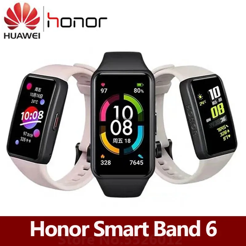 Les bracelets honorent Smart Band 6 Tracker de fitness étanche Bluetooth cardiaque surveillance de la fréquence de la musique appelant l'écran de couleur Bracelet intelligent