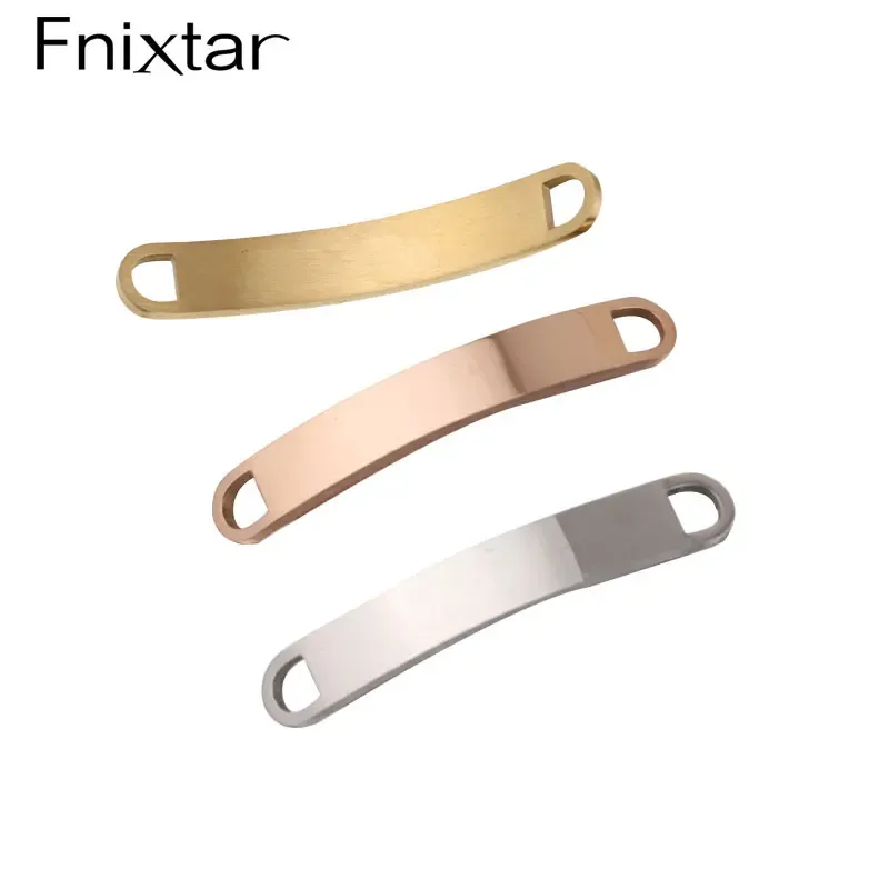 Bangle Fnixtar 20pcs Curved Strip Charms Mirror Polish Stainless Steel Connector Charms for Diy Making Necklace Braid Anklet Bracelets