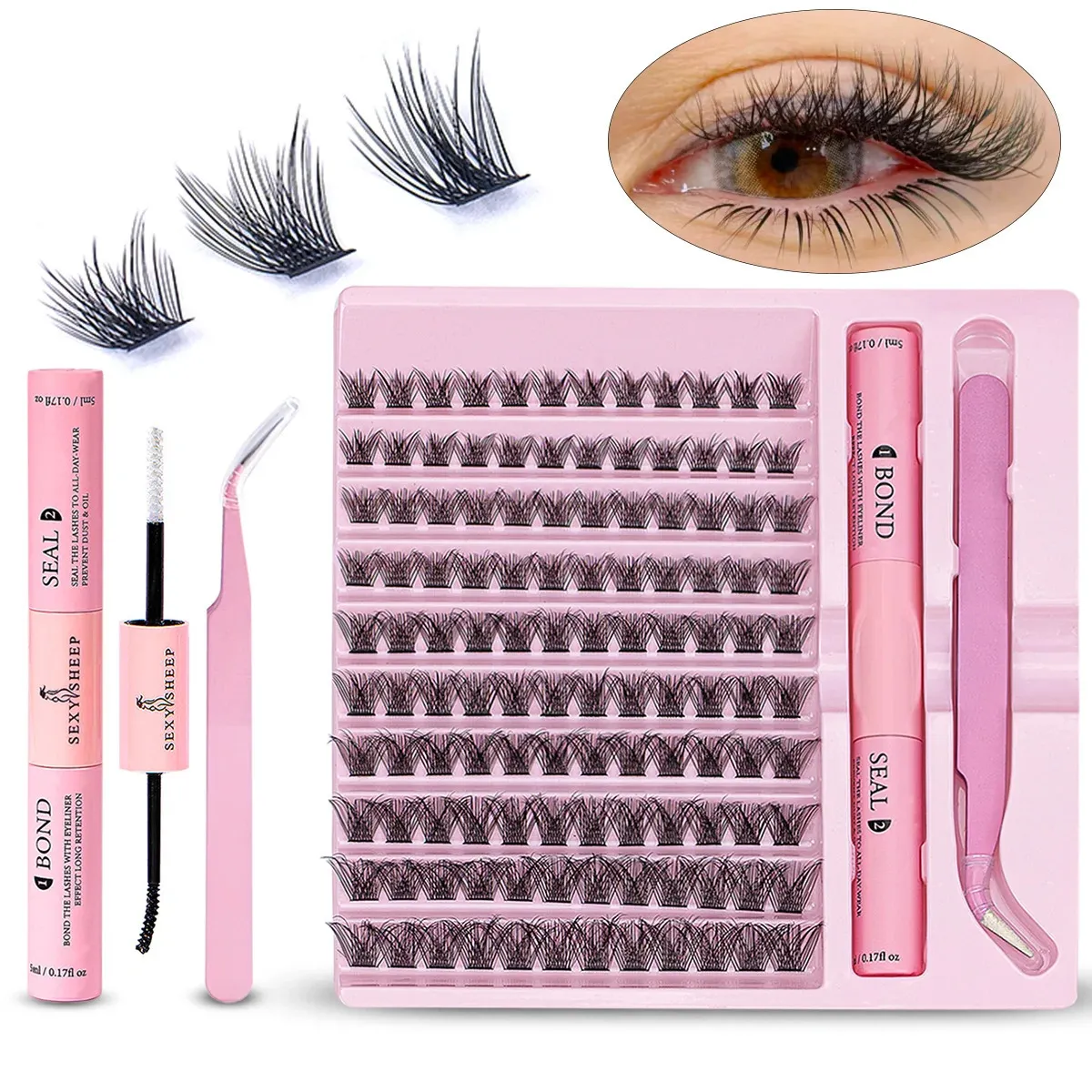 Diy Lash Extension KitCluster Eyelash KitIndividual Lashes KitLash Bond and SealLash Glue Applicator 240420