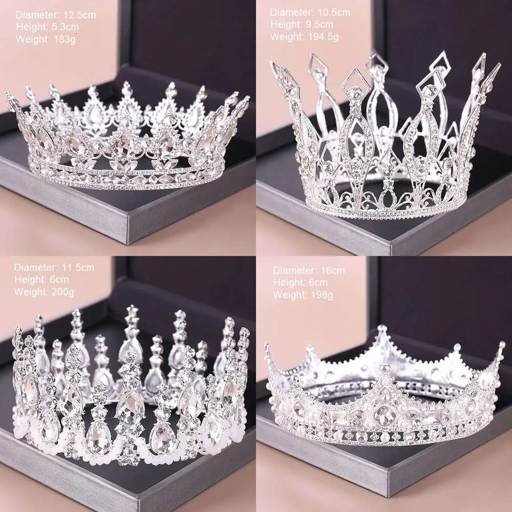 Sier Fashion Tiara and Crowns Crystal Queen Princess Diodem Bridal Hinka Koron biżuteria na wesele kobiety Hair Accessories T200110